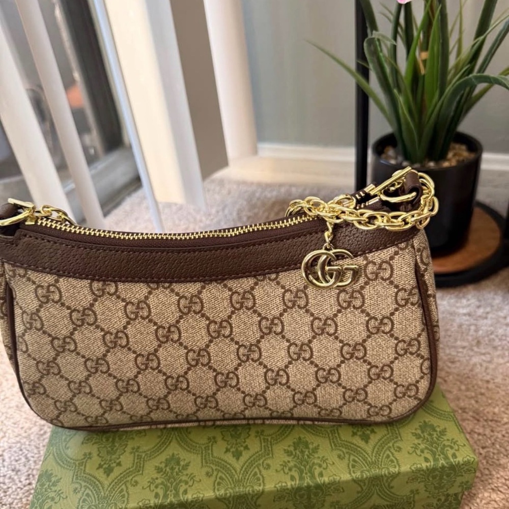 Brown and Gold Women's Bag - Picture 4 of 5